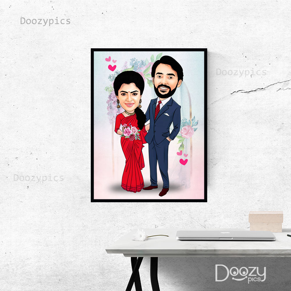 Newly Married Couple Caricature