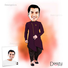 North Indian Men Traditional Caricature