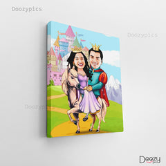 Prince And Princess Couple Caricature Art