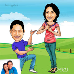 Proposing Couple Caricature Art