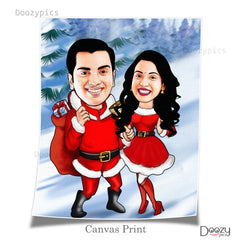 Santa Couple Caricature Art