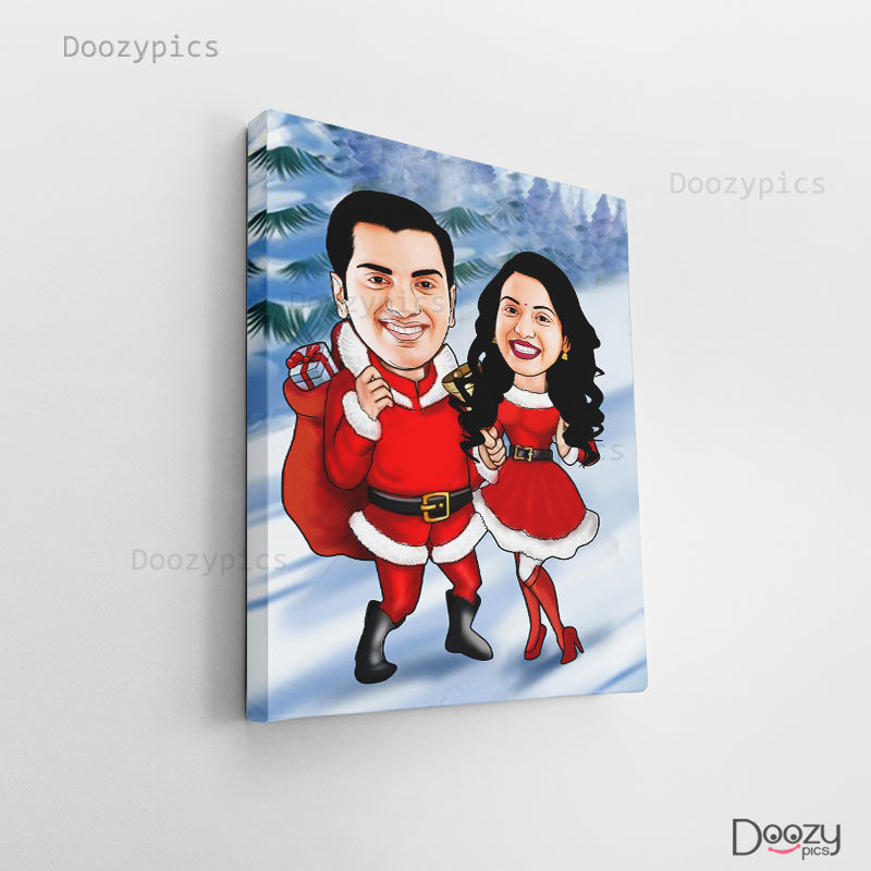 Santa Couple Caricature Art