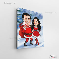 Santa Couple Caricature Art