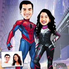 Spiderman Couple Caricature Art