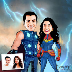 Thor Couple Caricature Art