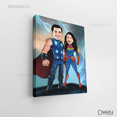 Thor Couple Caricature Art