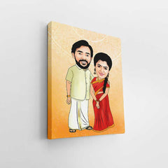Traditional Couple Caricature Art