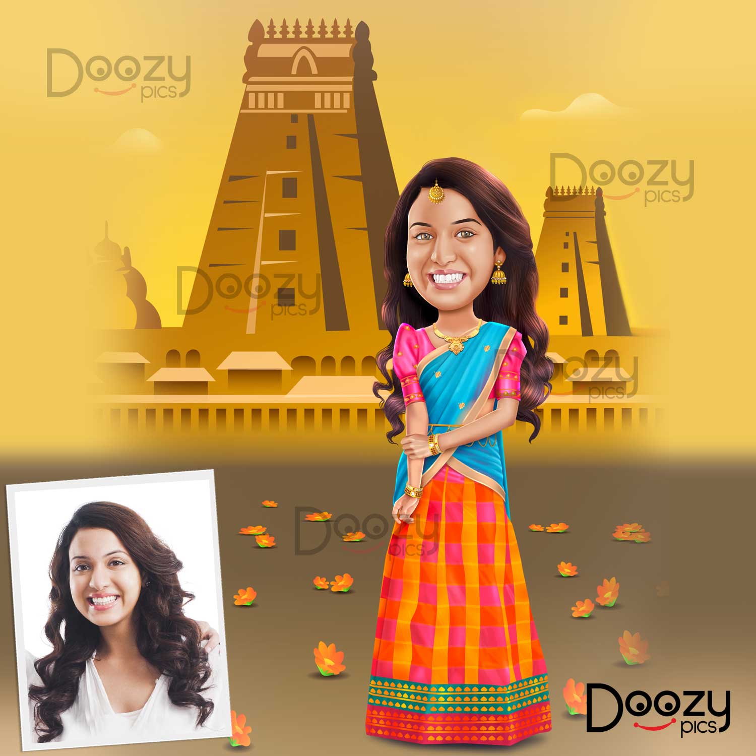 Traditional Girl Caricature