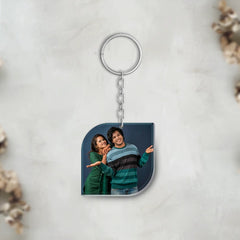 Acrylic Personalized Photo Curved Square Shape Keychain (Front & Back)