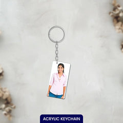 Acrylic Personalized Photo Potrait  corner hook Keychain (Front & Back)