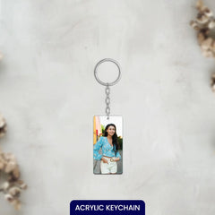 Acrylic Personalized Photo Potrait  center hook Keychain (Front & Back)