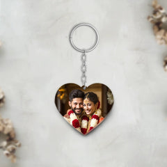 Acrylic Personalized Photo Heart Shape Keychain (Front & Back)