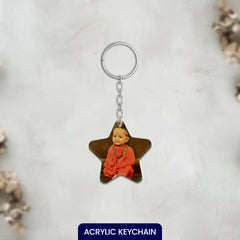 Acrylic Personalized Photo Star Shape Keychain (Front & Back)