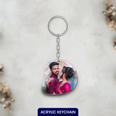 Acrylic Personalized Photo Abstract Oval Shape Keychain (Front & Back)