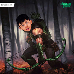Avengers Arrow Man as a Kid Caricature Art
