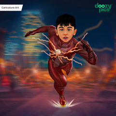 Avengers Flashman as a Kid Caricature Art