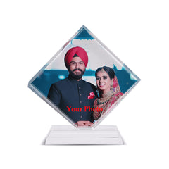 Personalized Diamond-Shaped Crystal Photo Frame