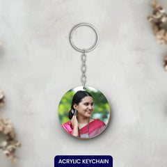 Acrylic Personalized Photo Circle Shape Keychain (Front & Back)