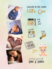 Announcement Layout Baby Birth Details Photo Collage