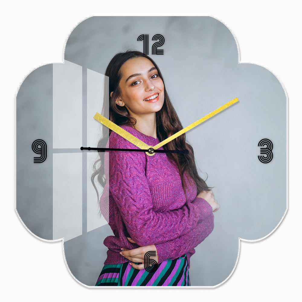 Personalized Acrylic Wall Clock with Floral Shape | Custom Sizes ...
