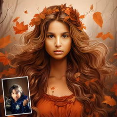 Personalized Imaginary Art : Girl as Autumn Queen Fantasy Art