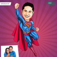 Flying Superman Caricature Art