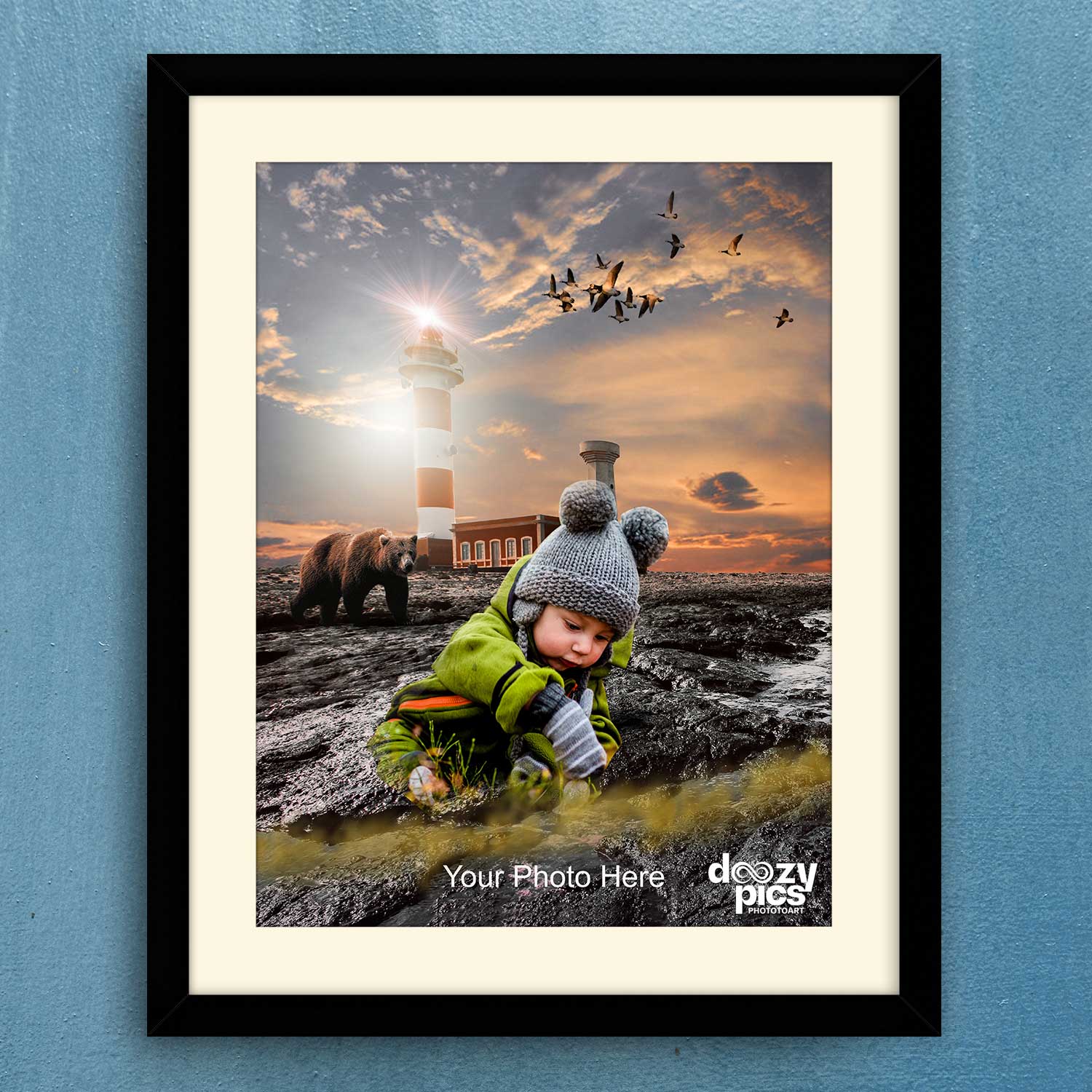 Kid At Lighthouse Print Poster