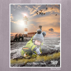 Kid At Lighthouse Print Poster