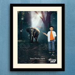 Kid With Elephant Print Poster