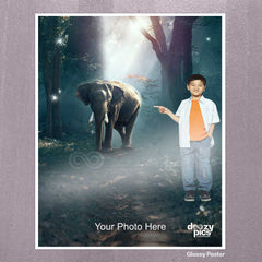 Kid With Elephant Print Poster