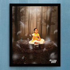 Kid With Feathers Print Poster