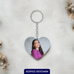 Acrylic Personalized Photo Heart Shape Keychain (Front & Back)