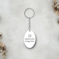 Acrylic Personalized Photo Oval Shape Keychain (Front & Back)