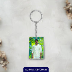 Acrylic Personalized Photo Potrait Shape Keychain (Front & Back)