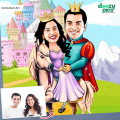 Prince And Princess Couple Caricature Art