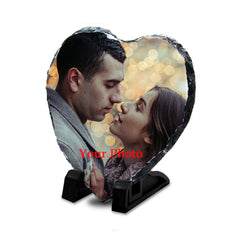 Heart Shape Rock Personalized Photo Frame - Elegance in Stone