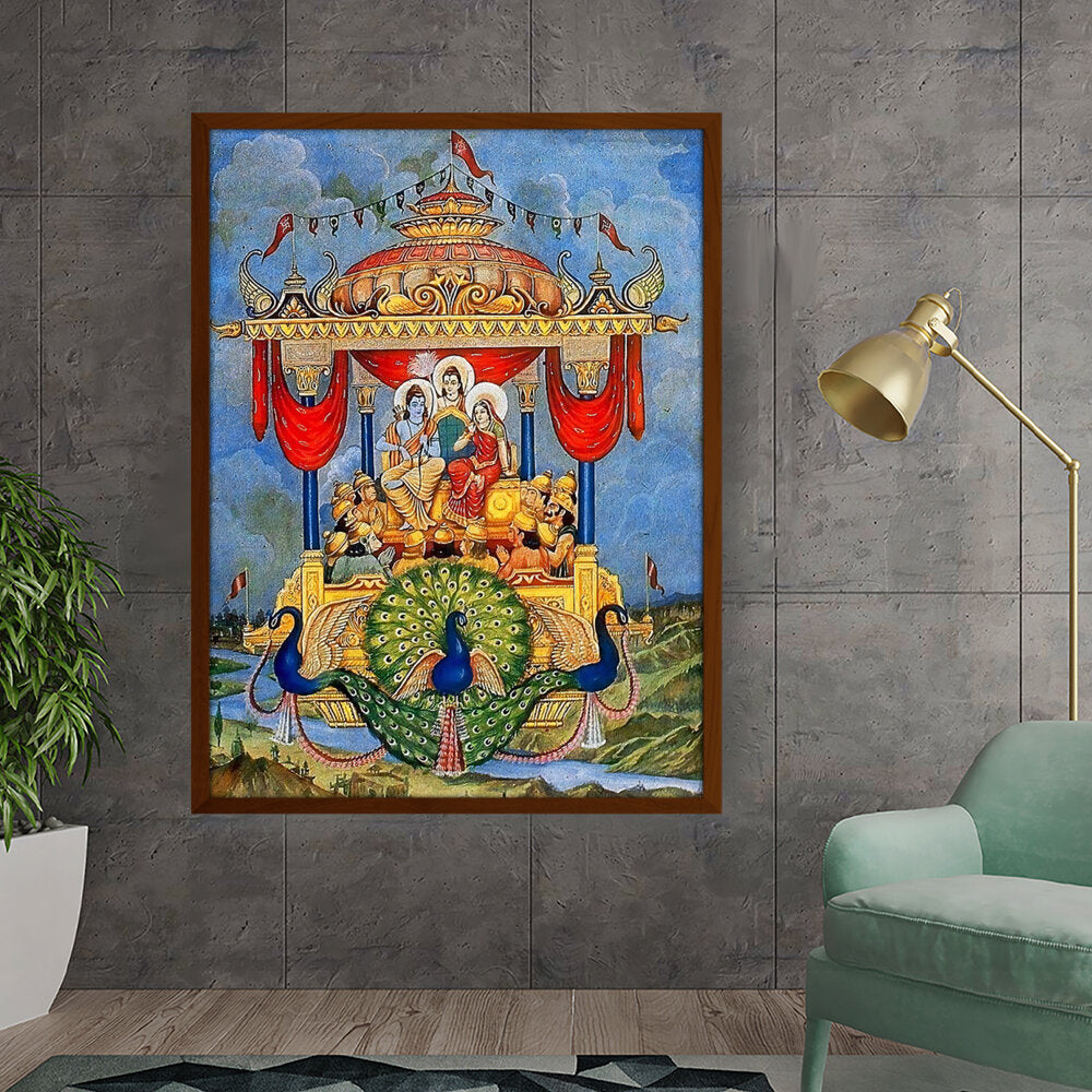 Ravi - Varma - Lord Rama Pushpakaviman - Framed Canvas