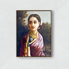 Radha In The Moonlight - Canvas Float Frame-18"X24"