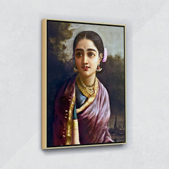 Radha In The Moonlight - Canvas Float Frame-18"X24"