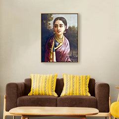 Radha In The Moonlight - Canvas Float Frame-18"X24"