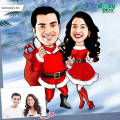 Santa Couple Caricature Art
