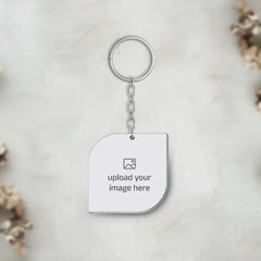 Acrylic Personalized Photo Curved Square Shape Keychain (Front & Back)