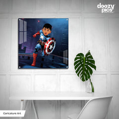 Avengers Captain America as a Kid Caricature Art