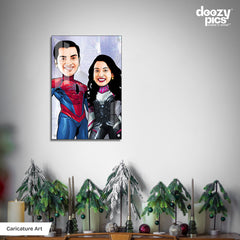 Spiderman Couple Caricature Art