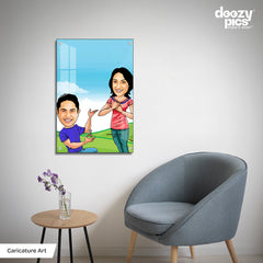 Proposing Couple Caricature Art