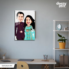 Happy Couple Caricature Art Gallery Wrap with Canvas