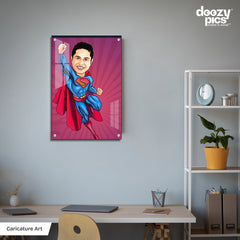 Flying Superman Caricature Art