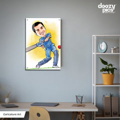 Cricketer Caricature Art