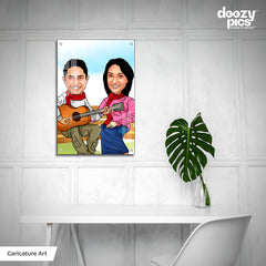 Chilling Couple Caricature Art