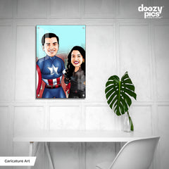 Captain America Couple Caricature Art